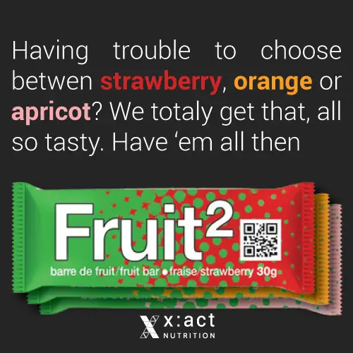 les barres de fruit fruit2 de chez xact nutrition sont délicieuses!