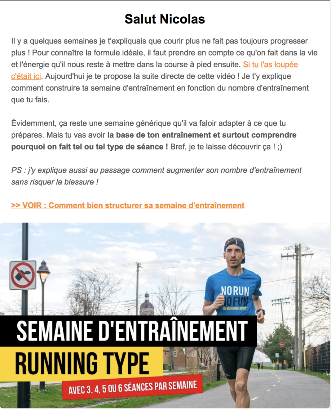 l'exemple de la newsletter running addict