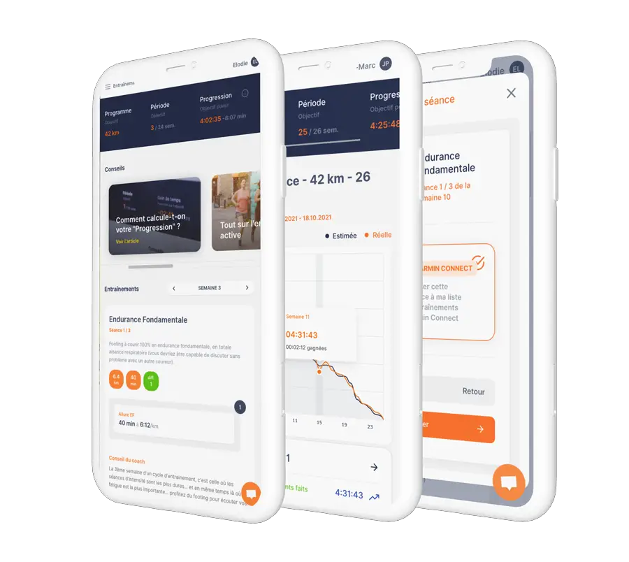 l'application running campus coach a des plans d'entrainement individualisé et l'analyse progresser